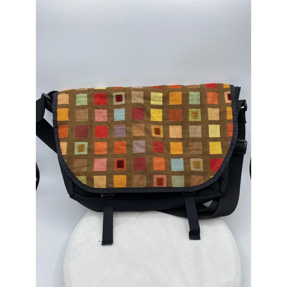 Reign Vermont Unisex Messenger Bag Multicolor Geometric Square Black Canvas
